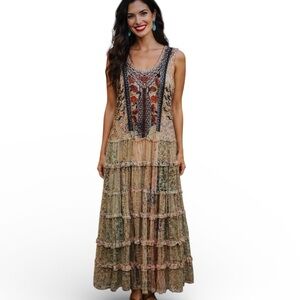 Johnny Was Eniola heavily embroidered Mesh Dress NWT RARE